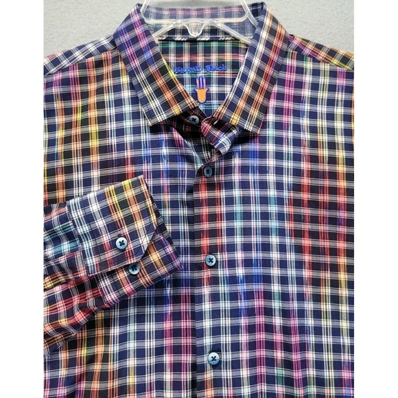 Luchiano Visconti Black Shirt Abstract Check Pattern Long-Sleeve Mens Size XL - Picture 3 of 12